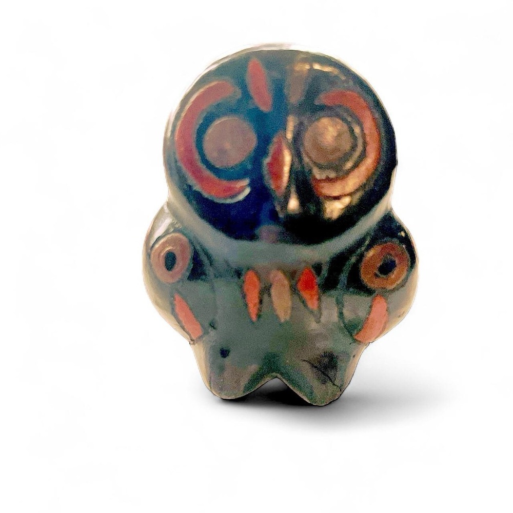 Handmade Native American clay owl figurine